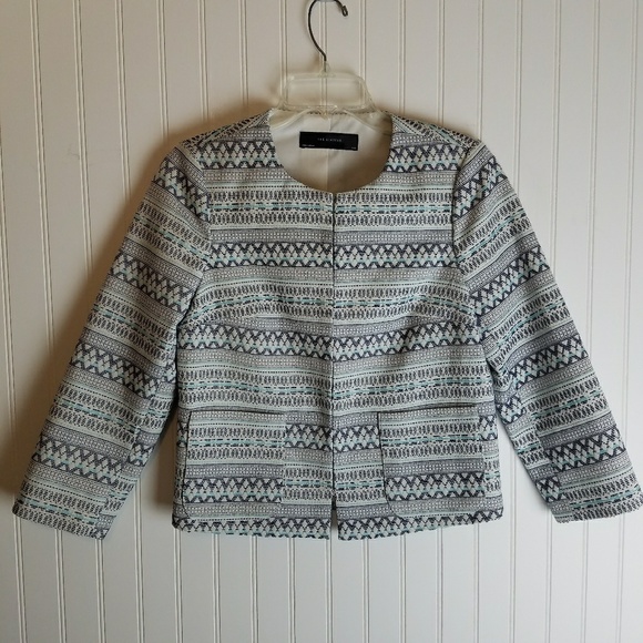 The LIMITED Blue & White Embroidered Blazer - Picture 2 of 6